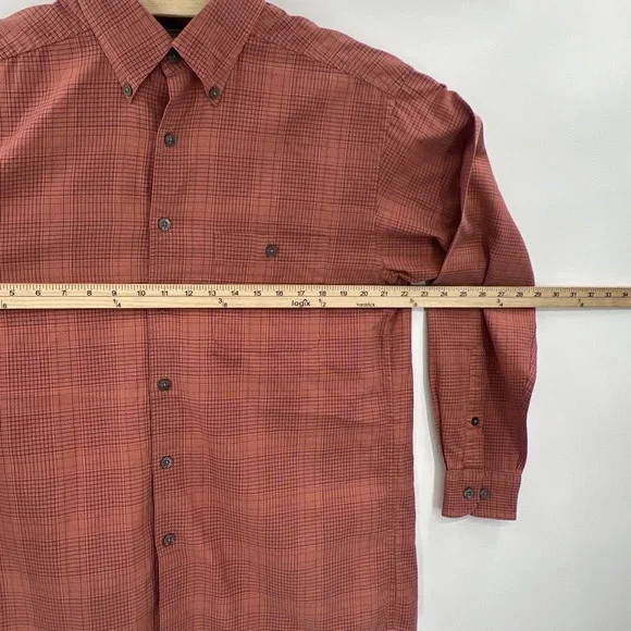 Talbots Men Long Sleeve Button Up Orange Shirt Size Large - Picture 10 of 11